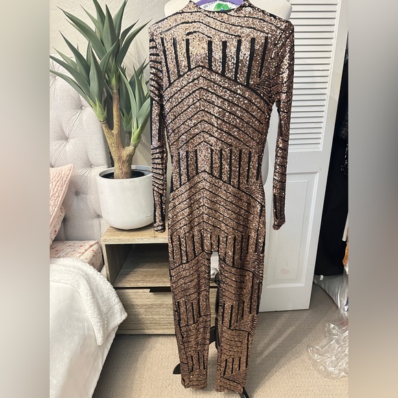 Banjul Rose Gold Sequin Jumpsuit (Size L) - Picture 1 of 5